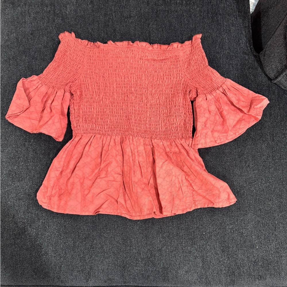 Blue Rain Coral Off-Shoulder Blouse